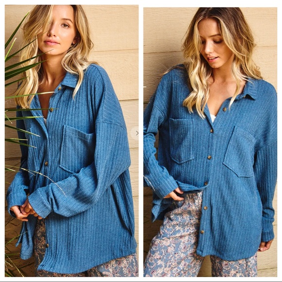 Most Fabulous Favorite Ribbed Cozy Comfy Shirt Jacket - Picture 3 of 6